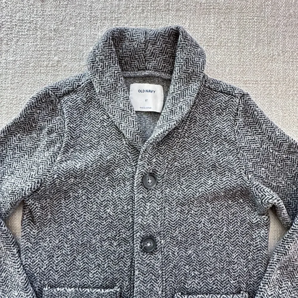 Old Navy Boy's Herringbone Fleece Cardigan GUC 5T